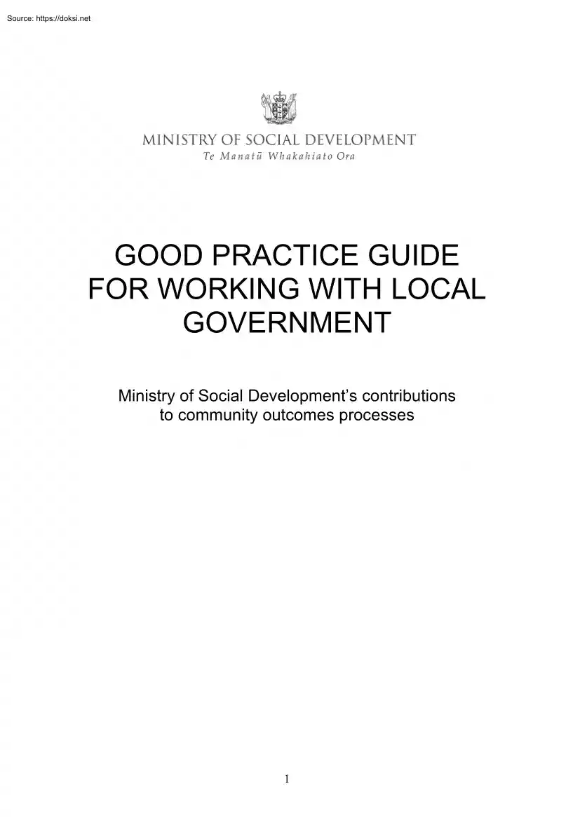 Good Practice Guide for Working with Local Government
