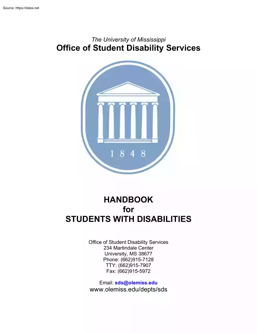 The University of Mississippi, Handbook for Students with Disabilities