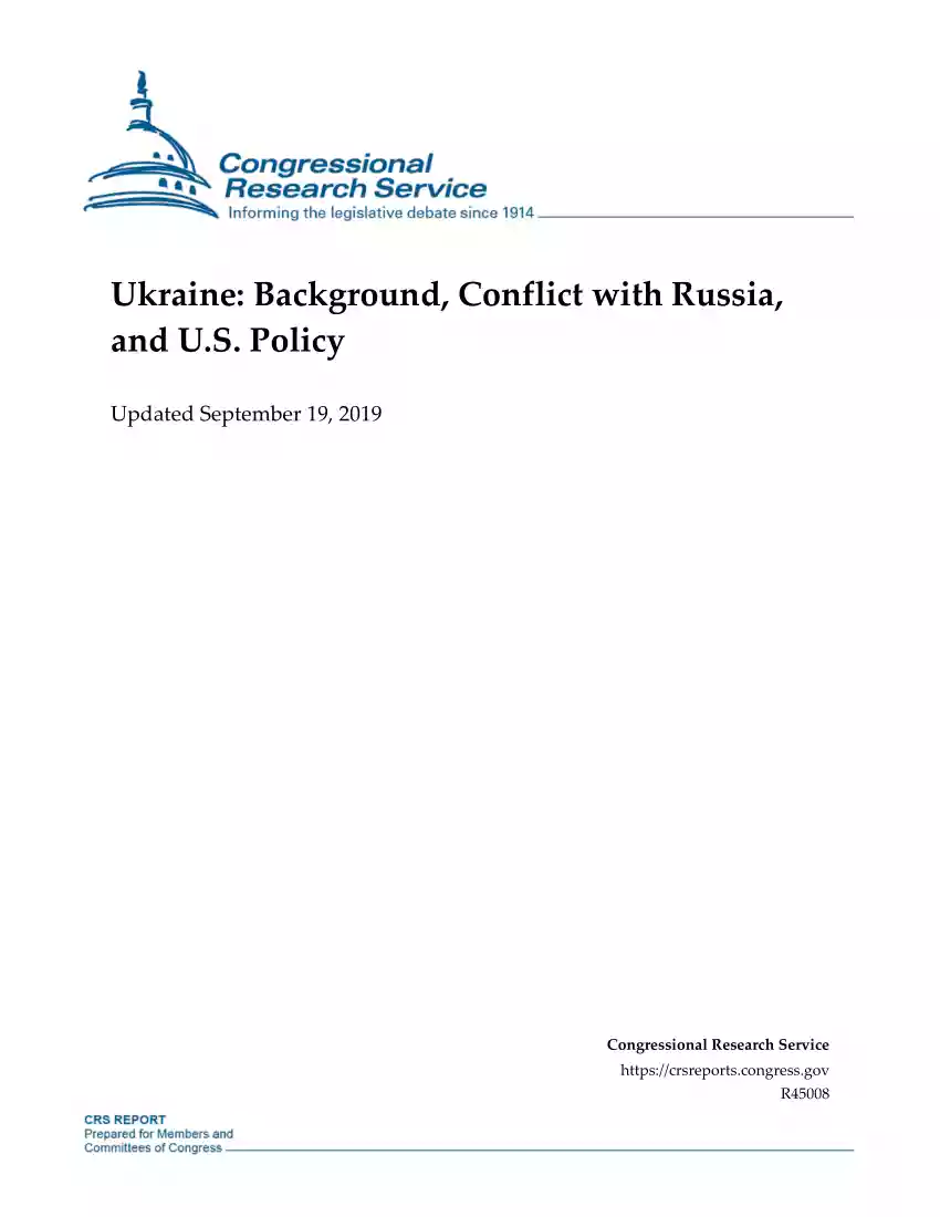 Ukraine, Background, Conflict with Russia, and U.S. Policy