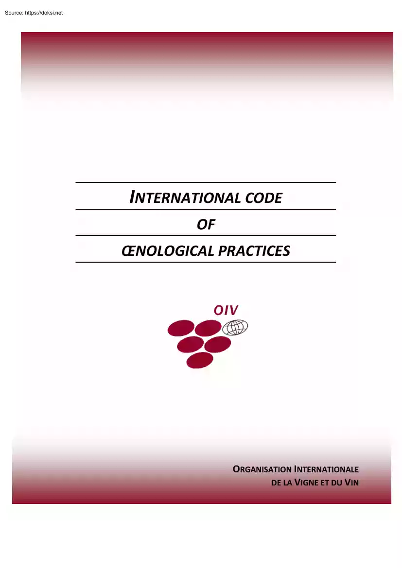 International code of oenological practices