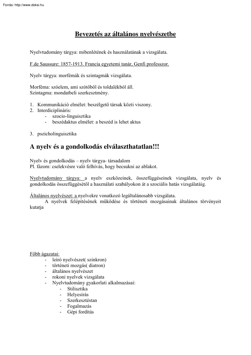 Bevezetés az általános nyelvészetbe