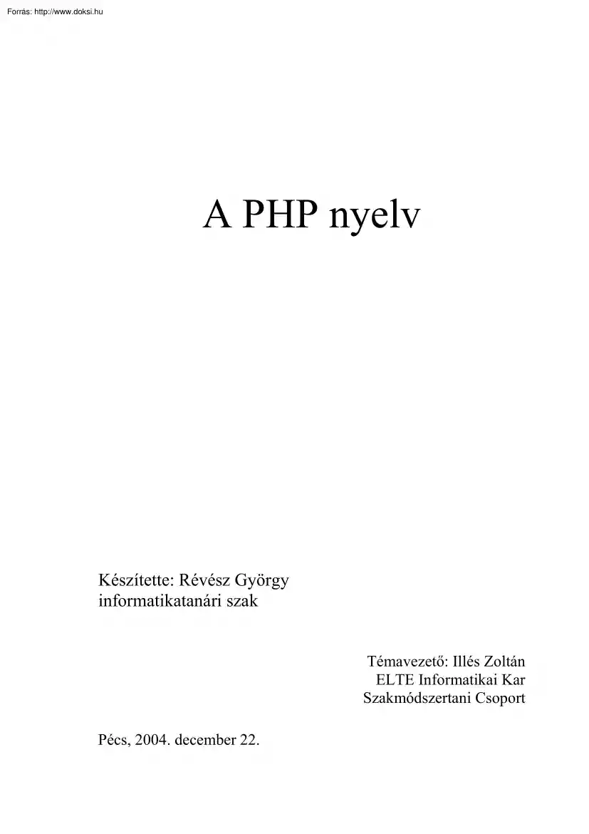 Révész György - A PHP nyelv