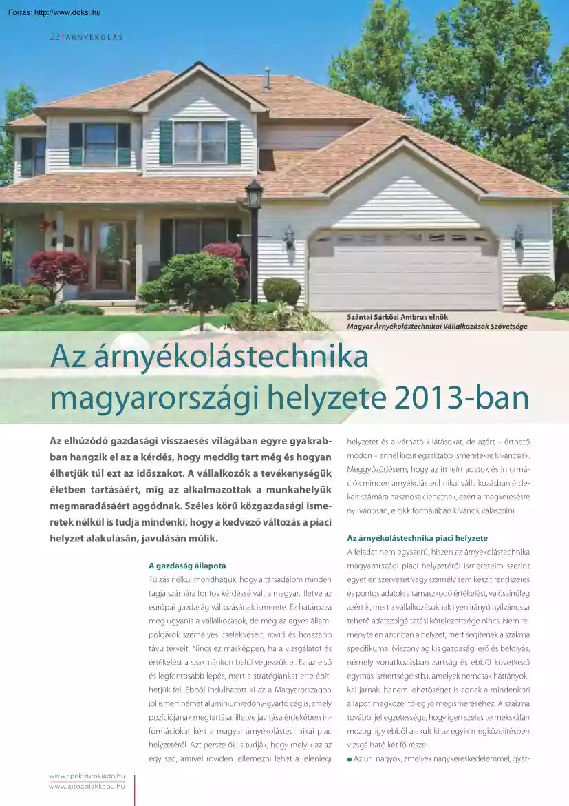 Az árnyékolástechnika magyarországi helyzete 2013-ban
