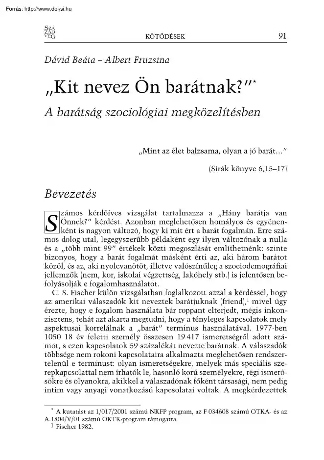 Dávid-Albert - Kit nevez Ön barátnak