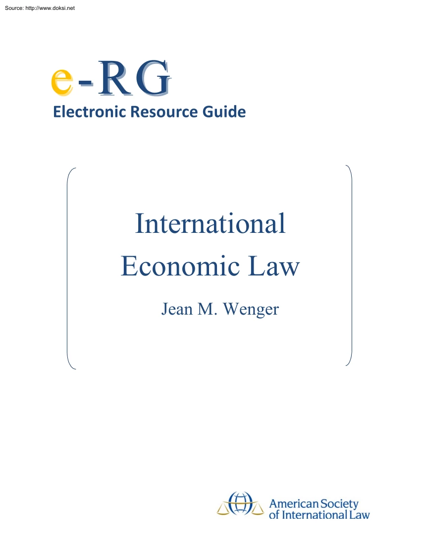 Jean M. Wenger - International Economic Law