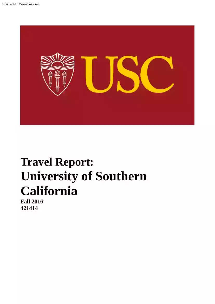 USC Travel Report
