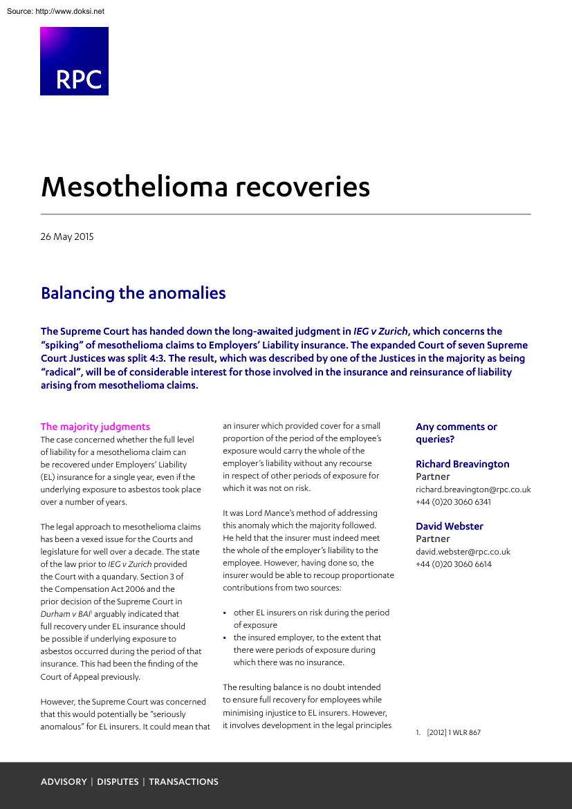 Mesothelioma Recoveries