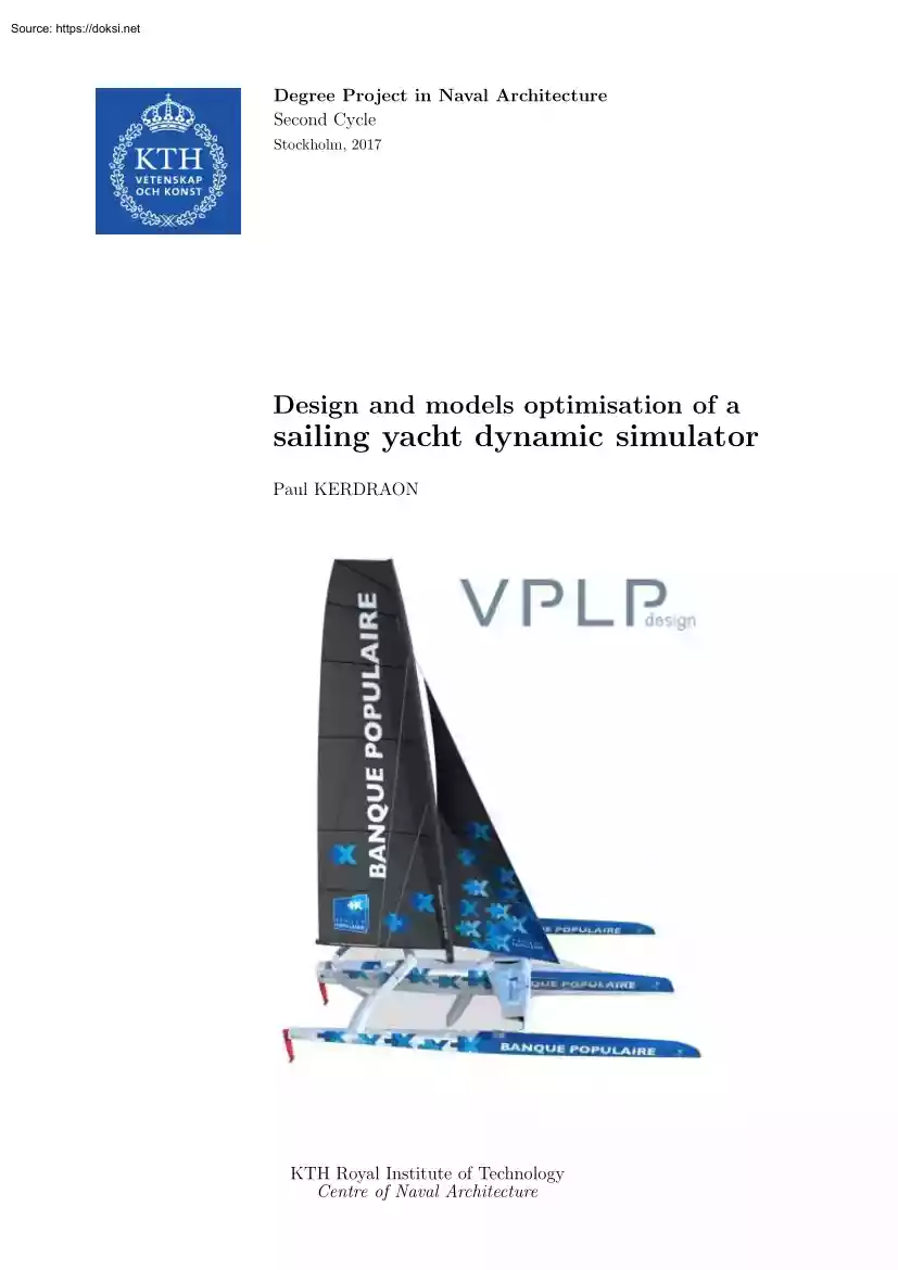 Paul Kerdraon - Design and models optimisation of a sailing yacht dynamic simulator