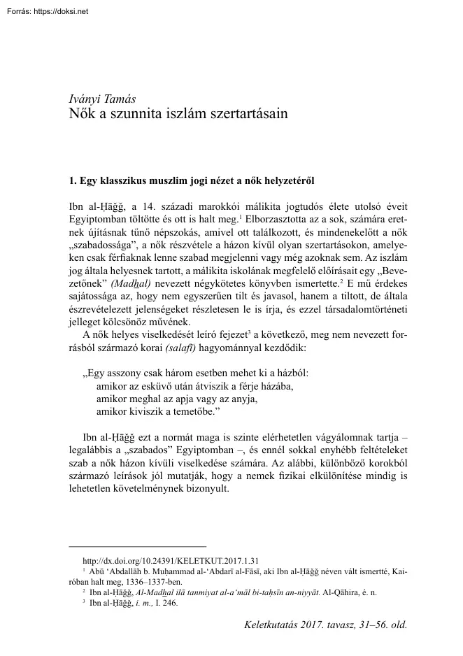 Iványi Tamás - Nők a szunnita iszlám szertartásain