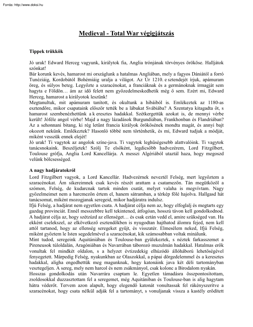 Medieval - Total War végigjátszás