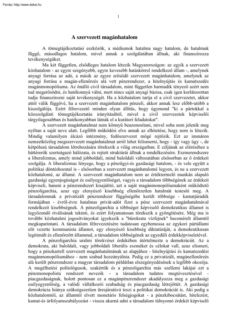 Drábik János - A szervezett magánhatalom