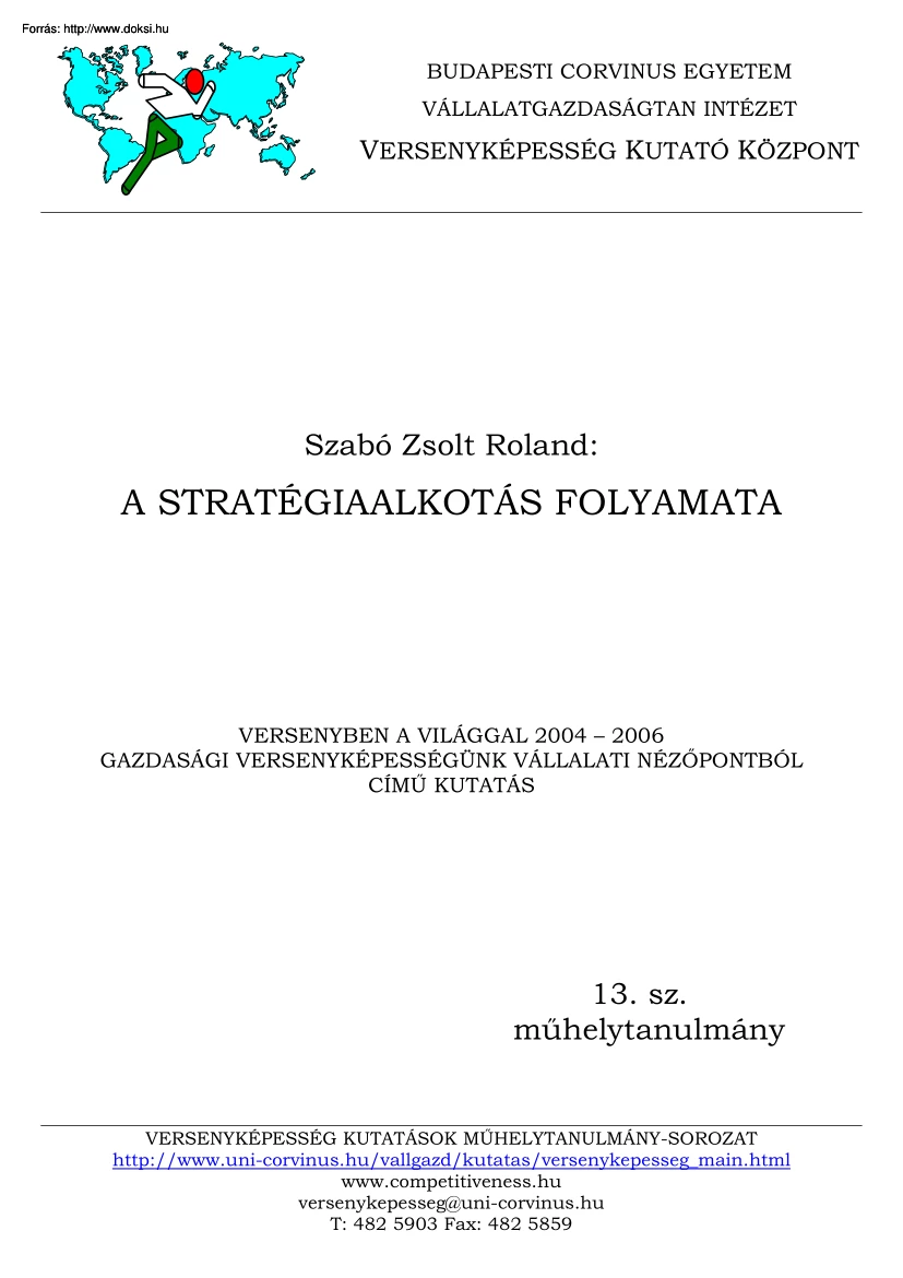 Szabó Zsolt Roland - A stratégiaalkotás folyamata