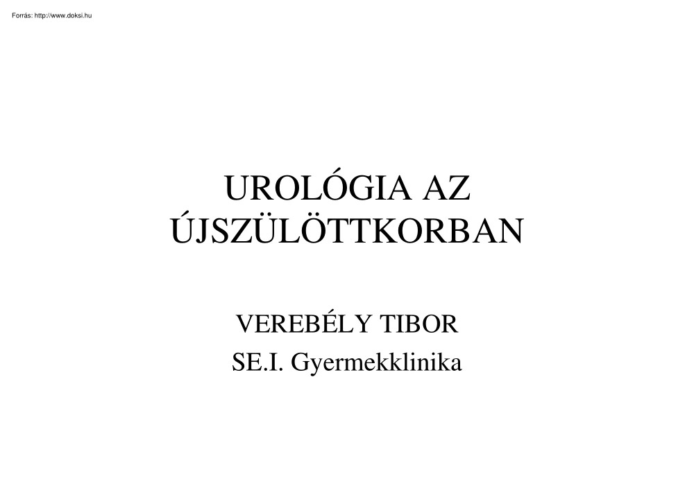 Verebély Tibor - Obstruktív urológiai betegségek sebészeti ellátása