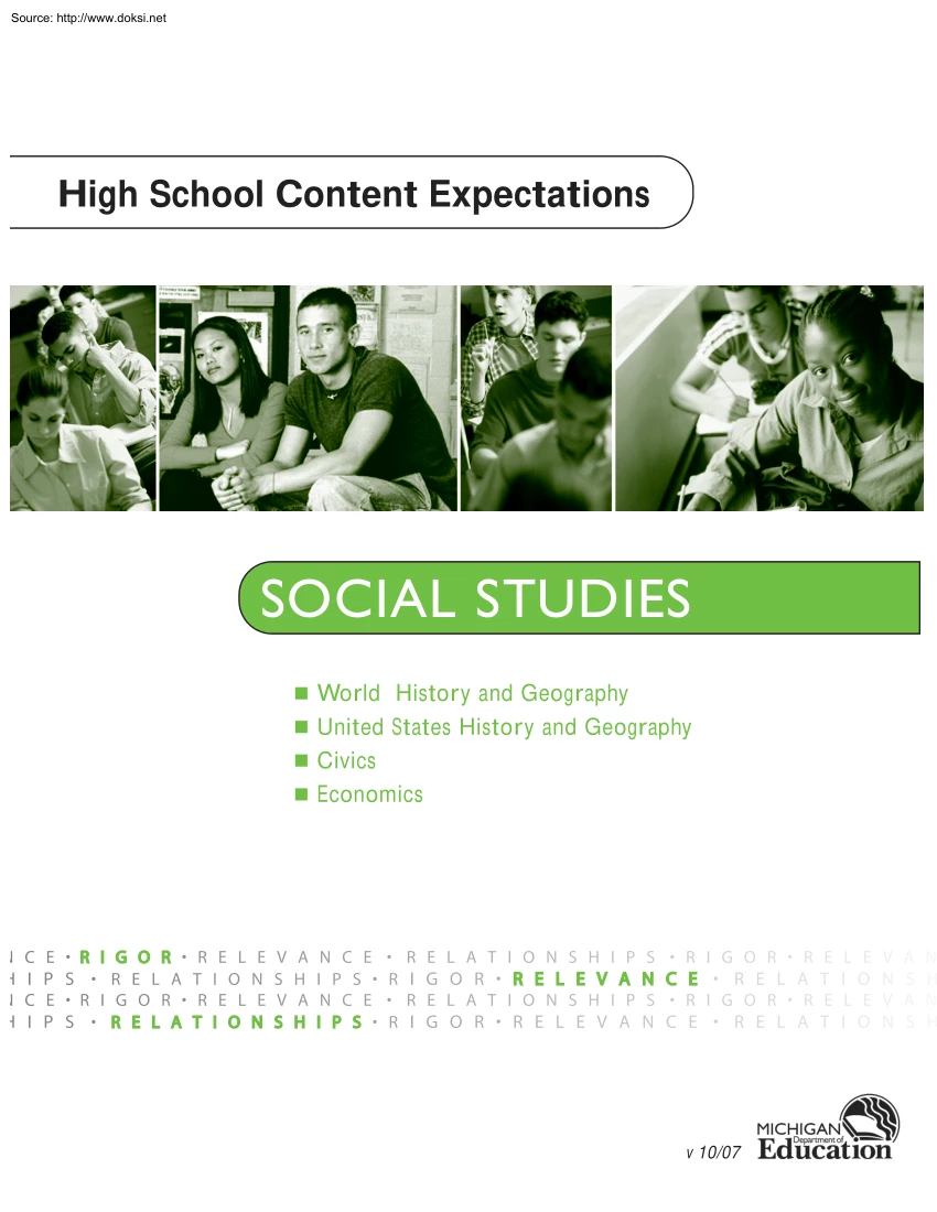 High School Content Expectations, Social Studies
