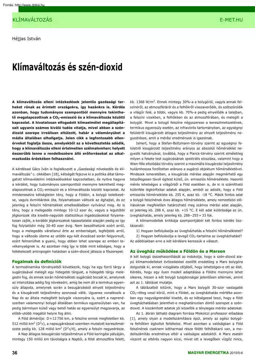 Héjjas István - Klímaváltozás és szén-dioxid