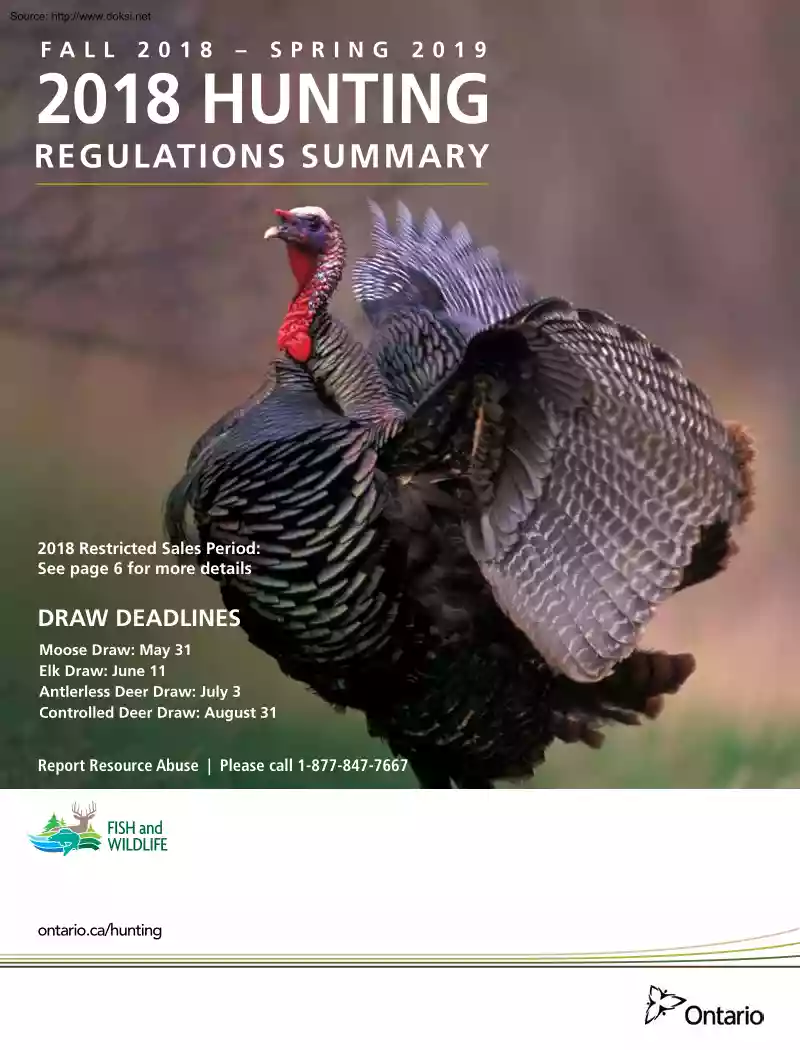 2018 Hunting Regulations Summary