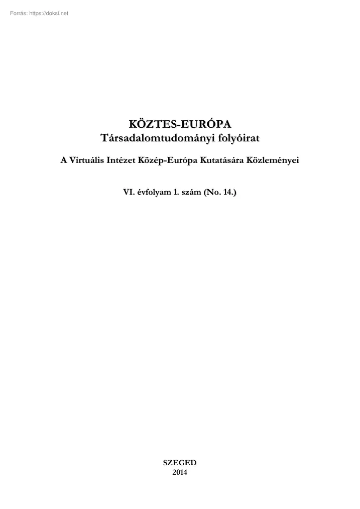 Köztes-Európa - Társadalomtudományi folyóirat