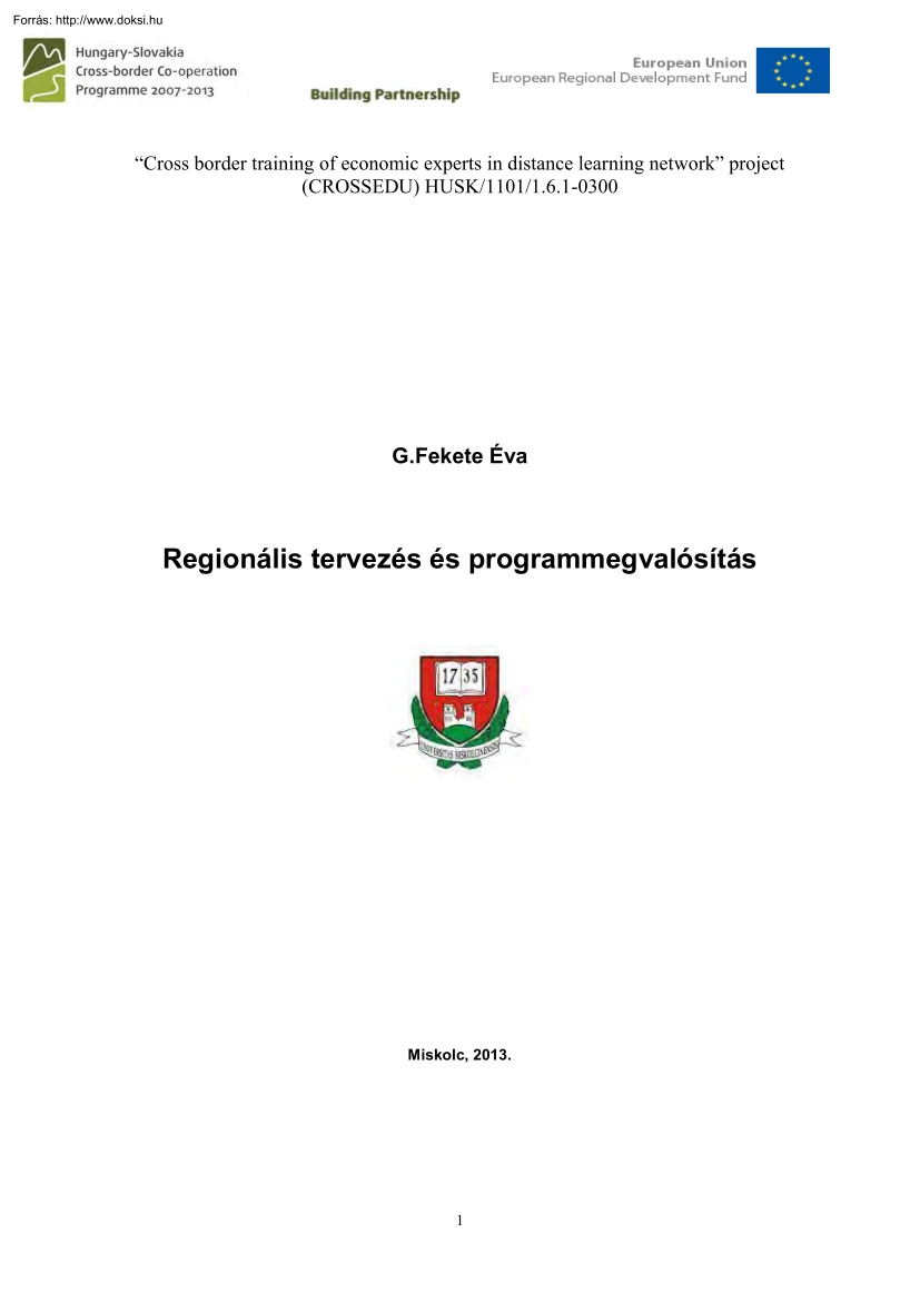 G. Fekete Éva - Regionális tervezés és programmegvalósítás