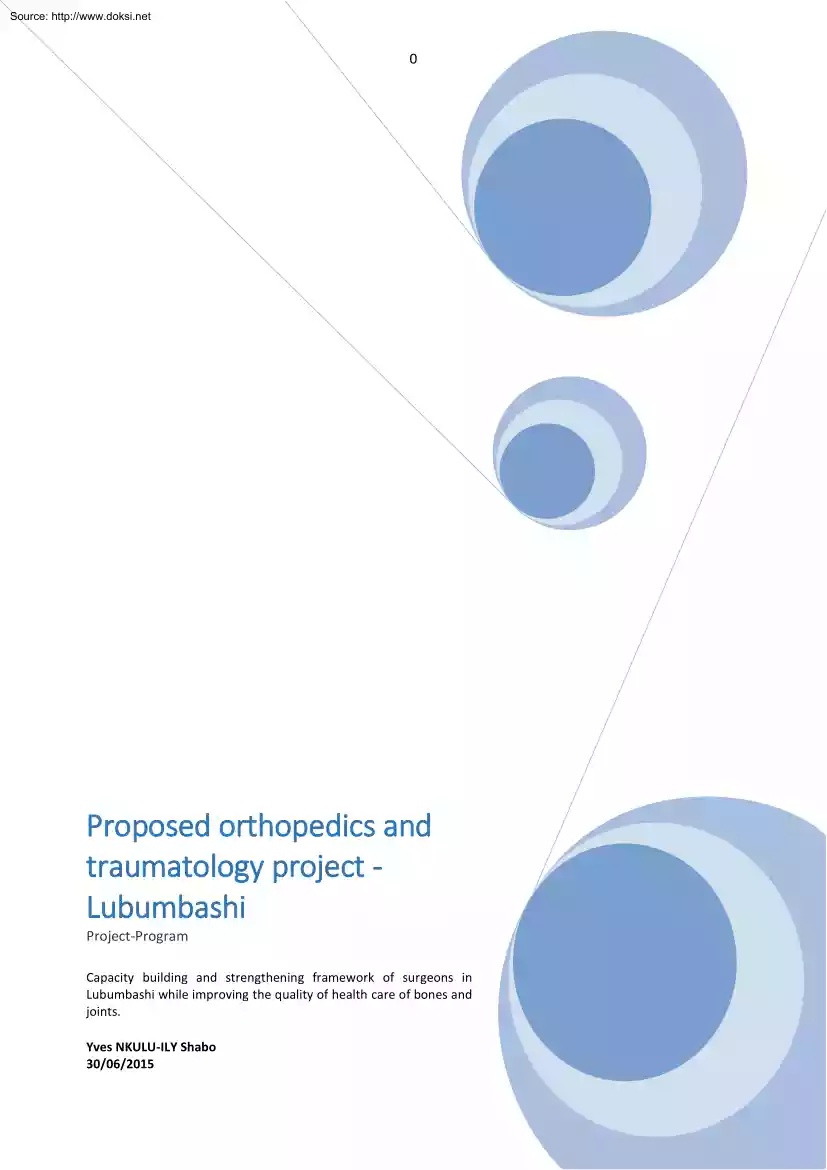 Proposed Orthopedics and Traumatology Project, Lubumbashi