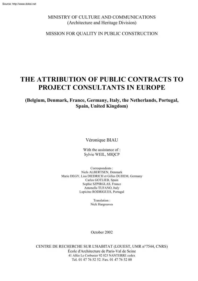 Albertsen-Degy-Gotlieb - The Attribution of Public Contracts to Project Consultants in Europe