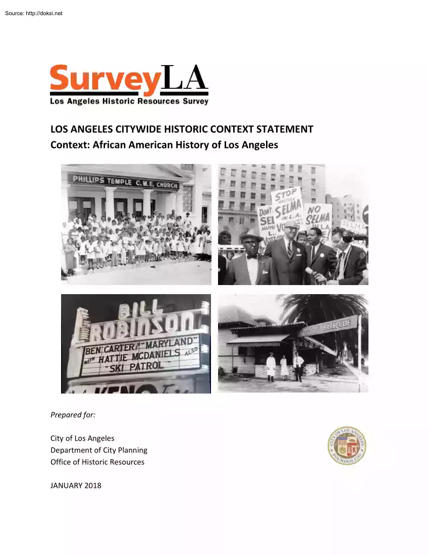 Los Angeles CityWide Historic Context Statement, African American History of Los Angeles