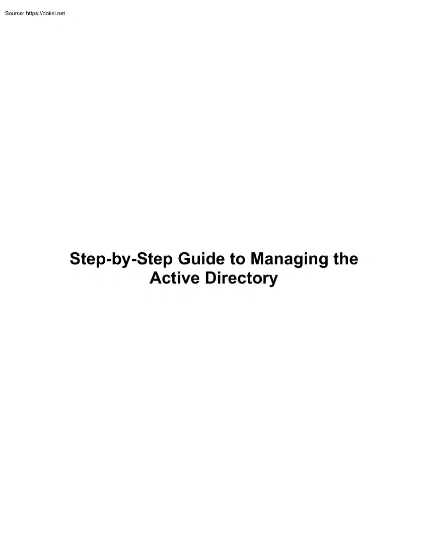 Step by Step Guide to Managing the Active Directory