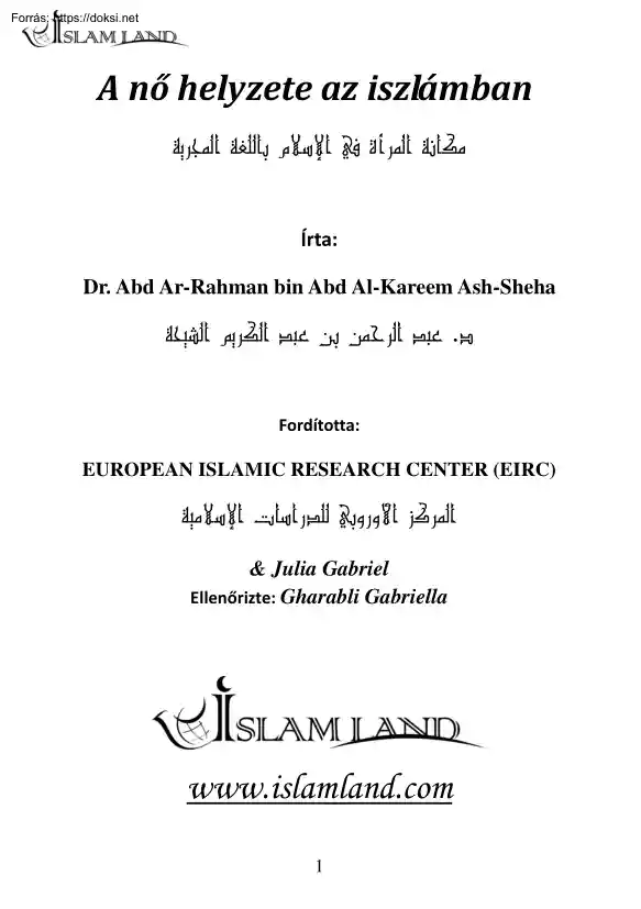 Dr. Abd Ar-Rahman - A nő helyzete az iszlámban