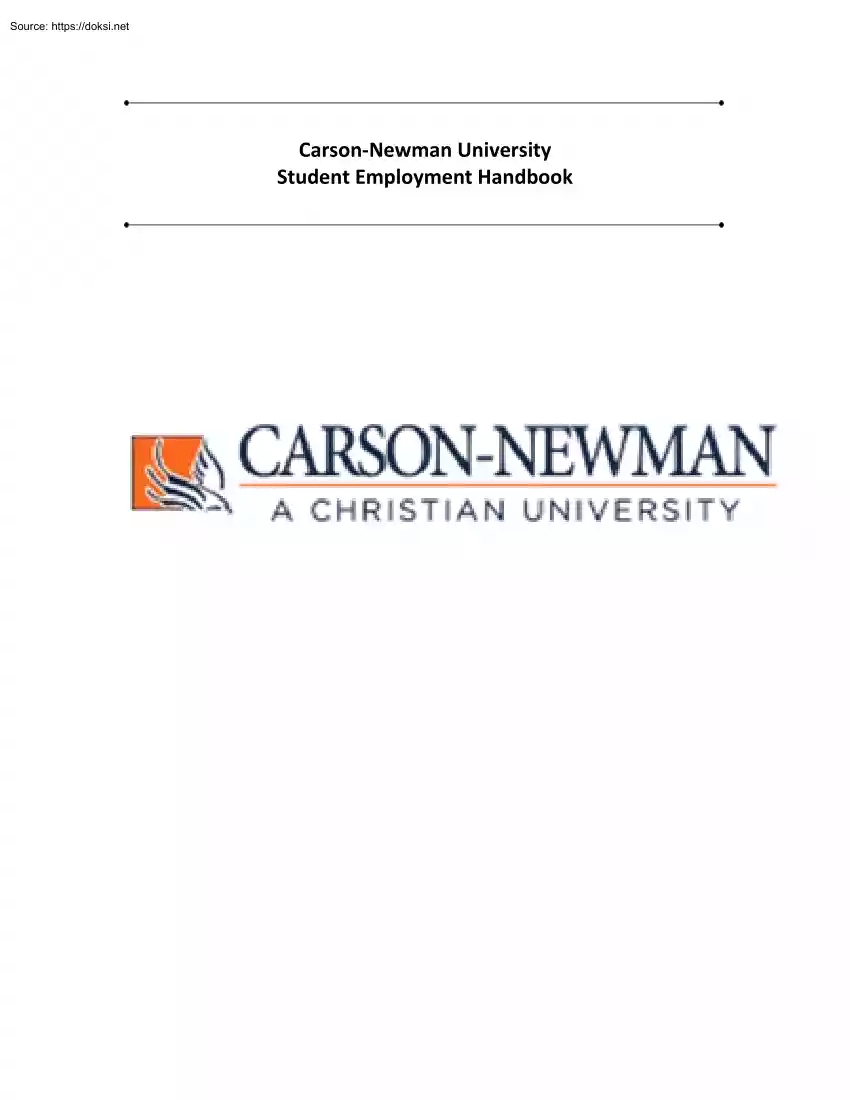 Carson-Newman University, Student Employment Handbook