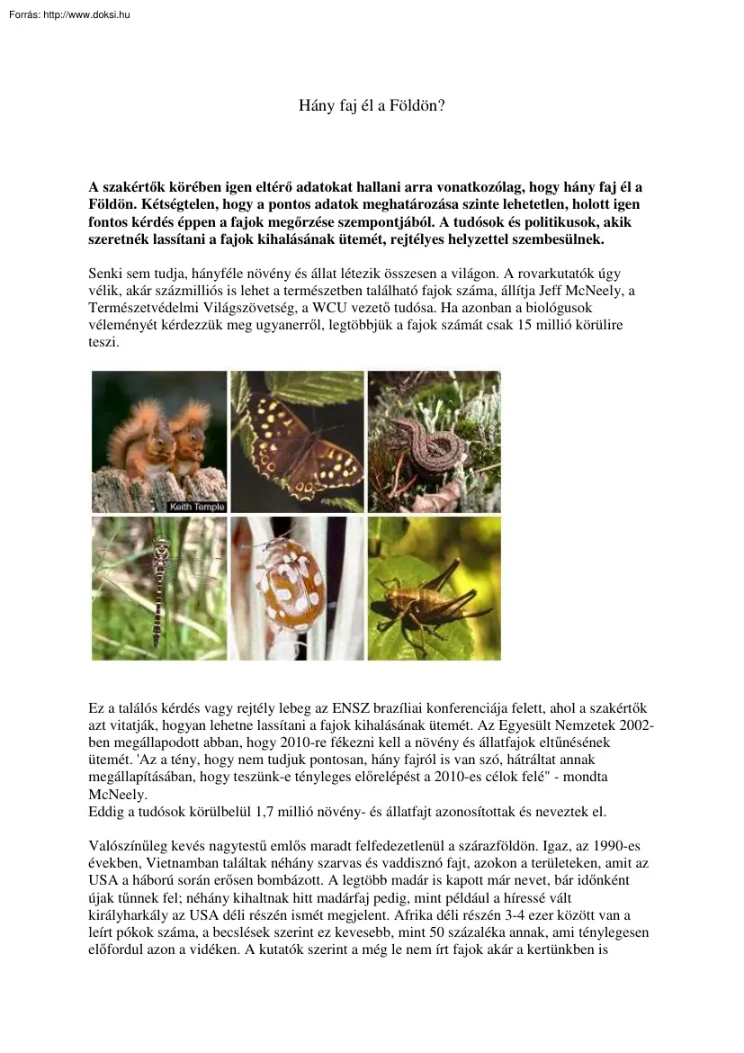 Hány faj él a Földön?