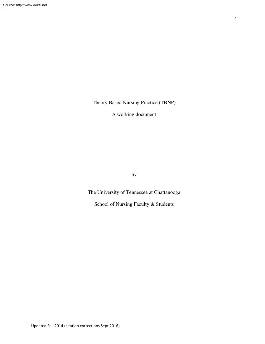 Theory Based Nursing Practice