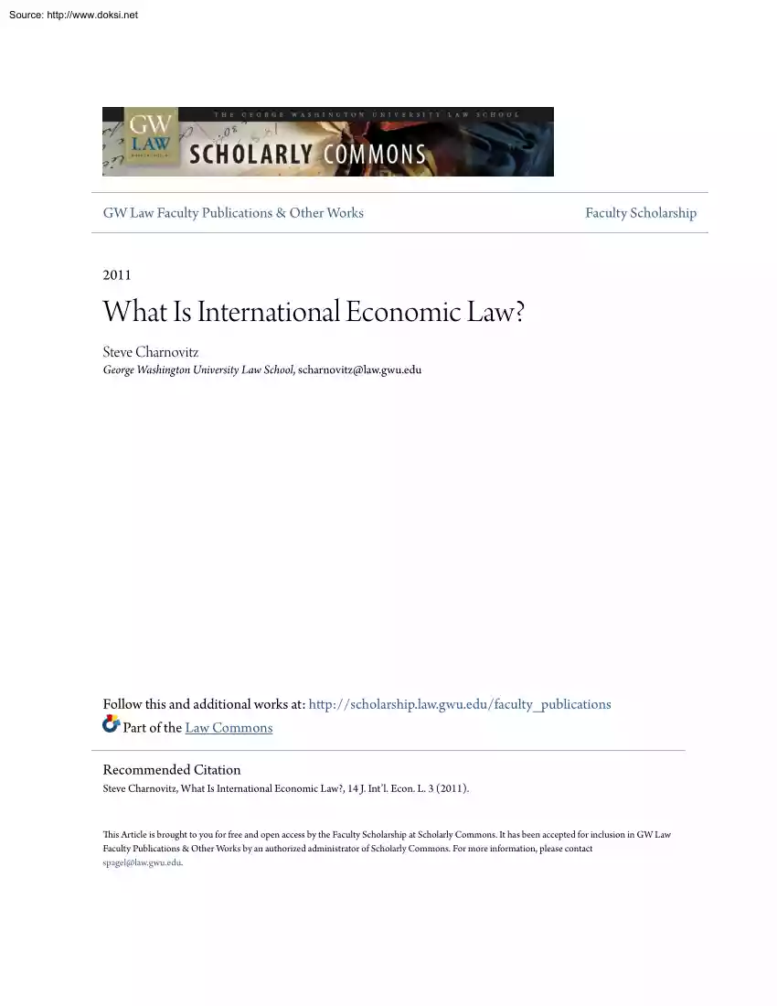 Steve Charnovitz - What Is International Economic Law