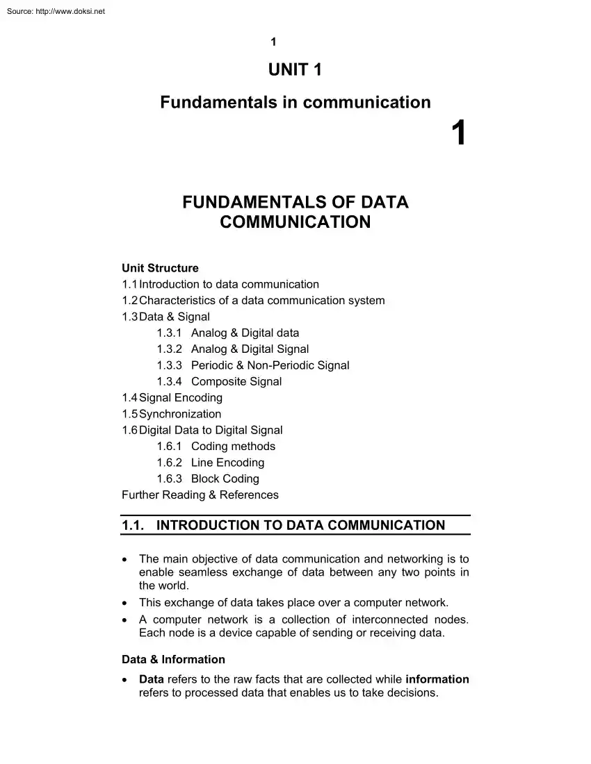 Fundamentals of data commucation
