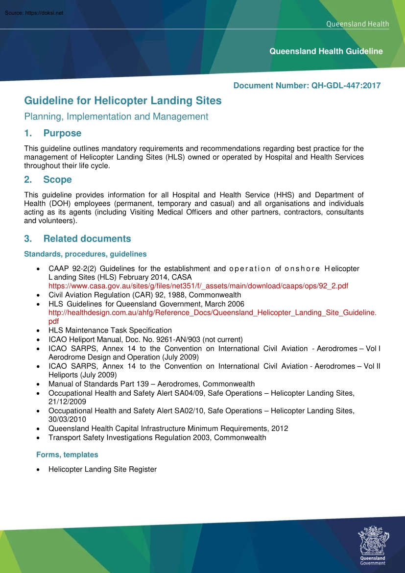 Guideline for Helicopter Landing Sites
