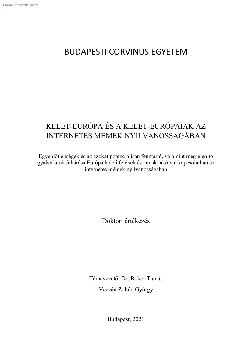 Veczán Zoltán György - Kelet-Európa és a Kelet-Európaiak az internetes mémek