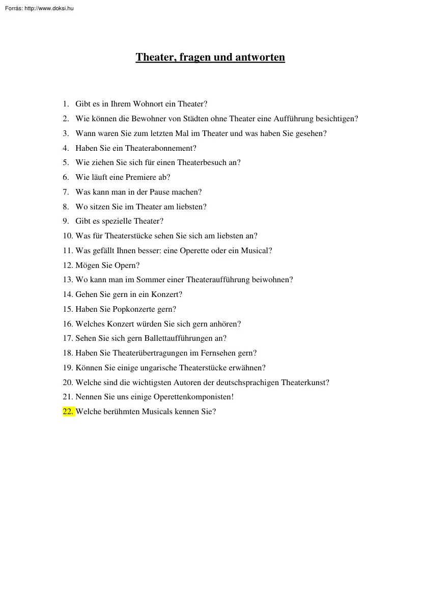 Theater, fragen und antworten