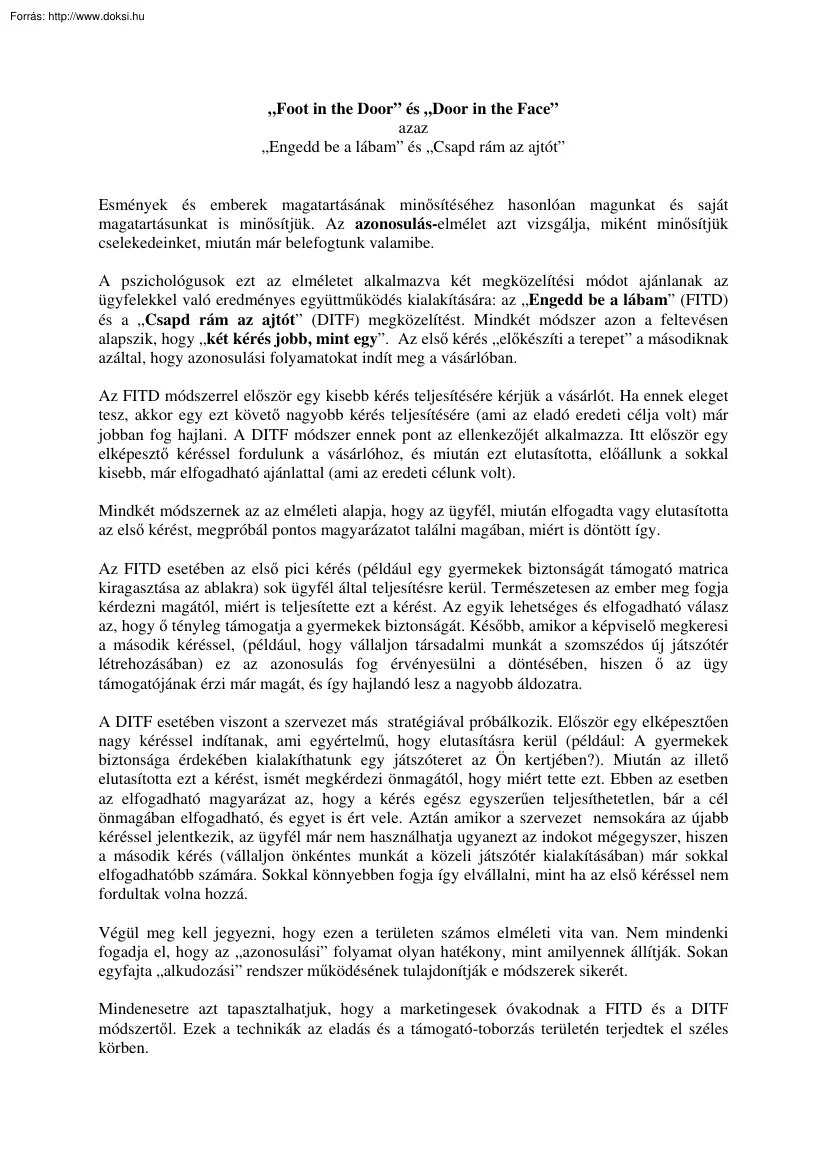 Foot in the Door, door in the face