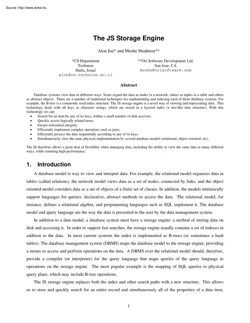 Alon Itai - The JS storage engine
