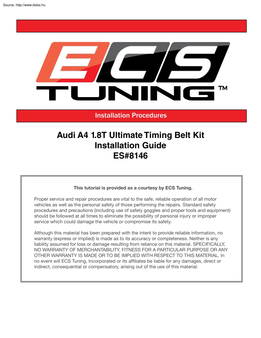 Audi A4 1.8T Ultimate Timing Belt Kit Installation guide