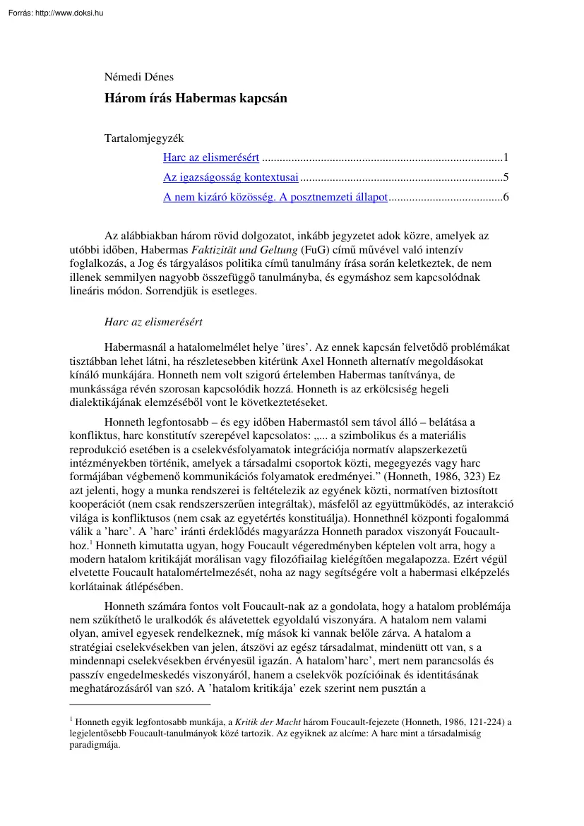 Némedi Dénes - Három írás Habermas kapcsán
