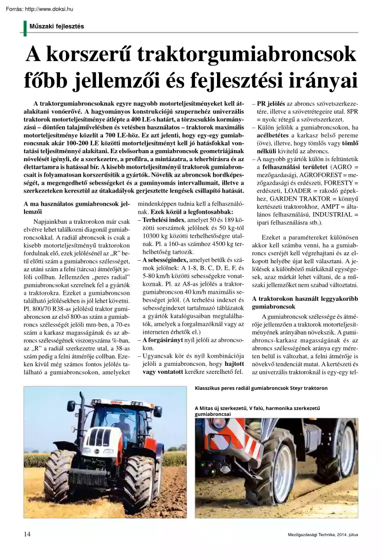 Dr. Hajdú József - A korszerű traktorgumiabroncsok főbb jellemzői és fejlesztési irányai