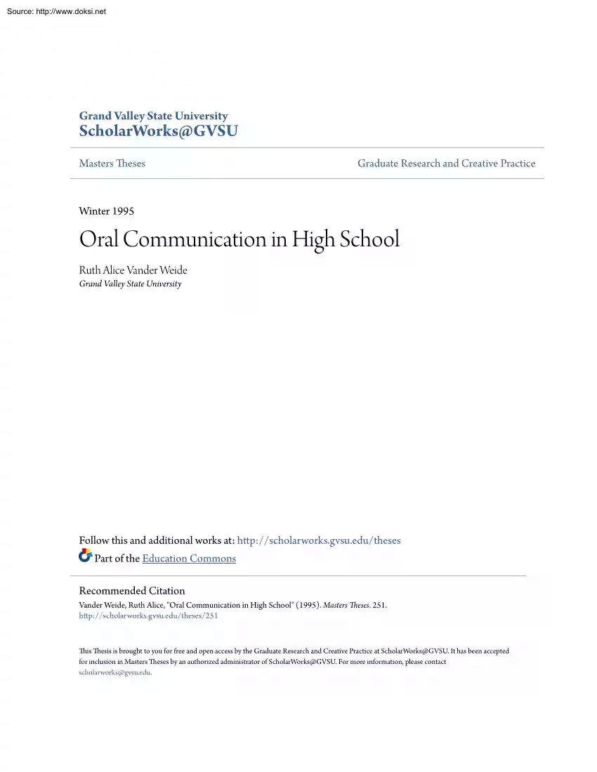 Ruth Alice - Oral Communication in High School