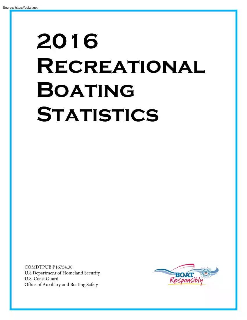 Recreational Boating Statistics, COMDTPUB P16754.30