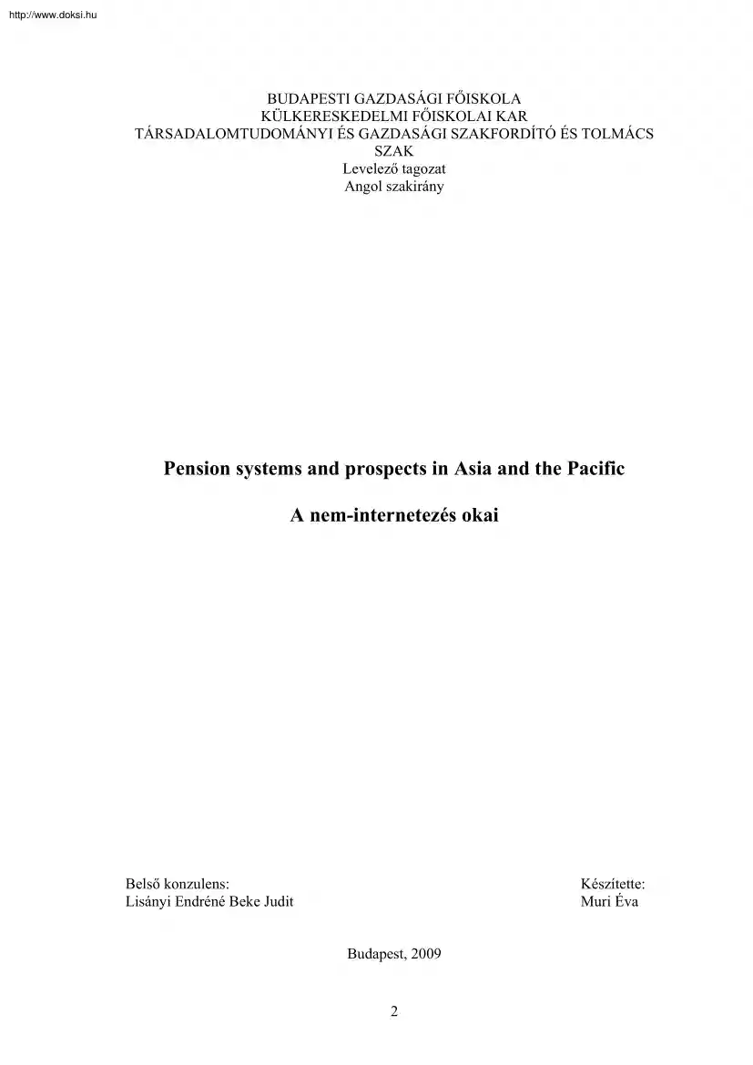 Muri Éva - Pension systems and prospects in Asia and the Pacific