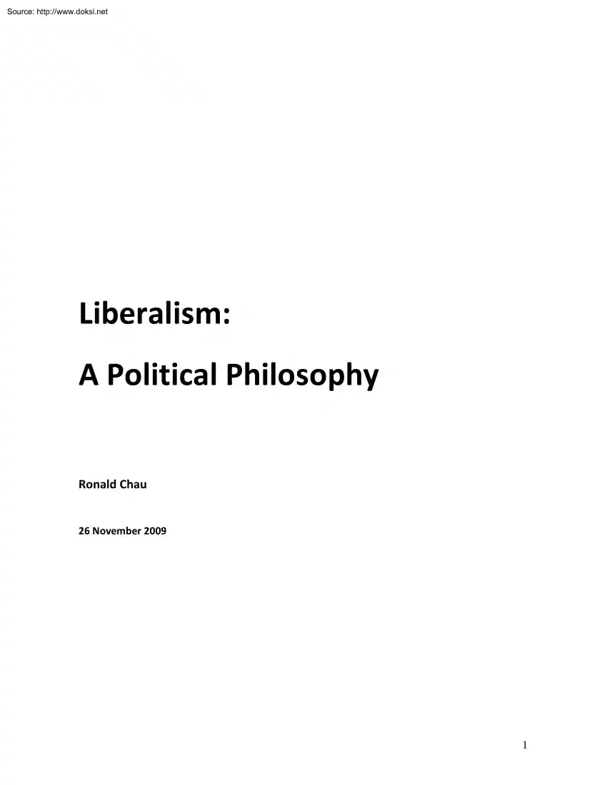 Ronald Chau - Liberalism, A Political Philosophy