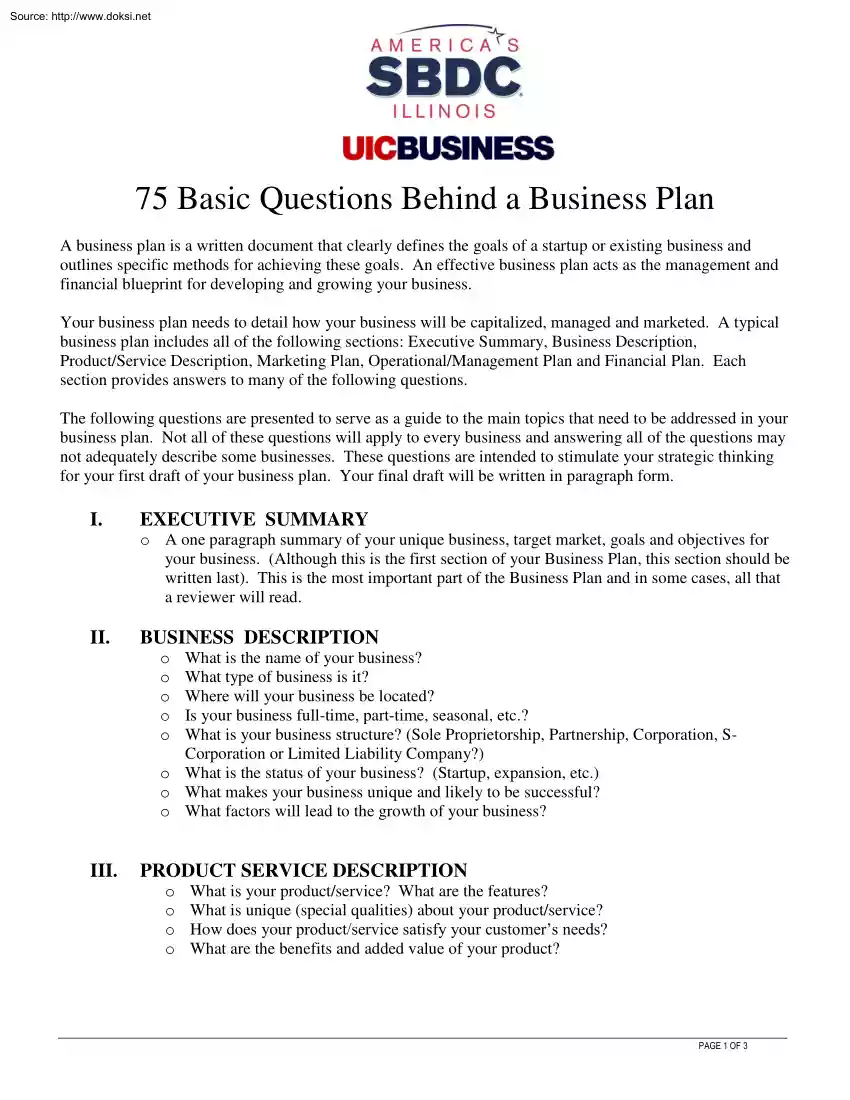 75 Basic Questions Behind a Business Plan