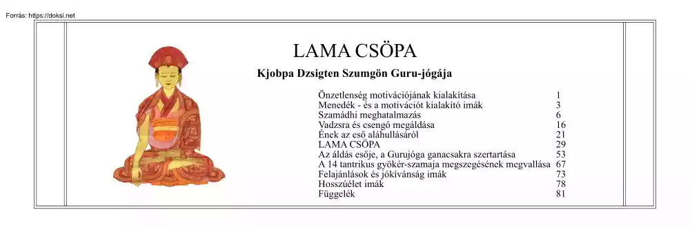 Lama Csöpa - Kjobpa Dzsigten Szumgön Guru-jógája