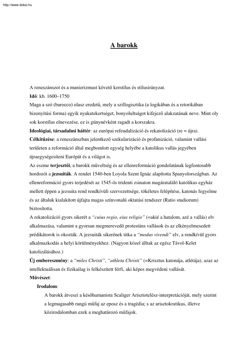 Dr. Osztovits Szabolcs - A barokk