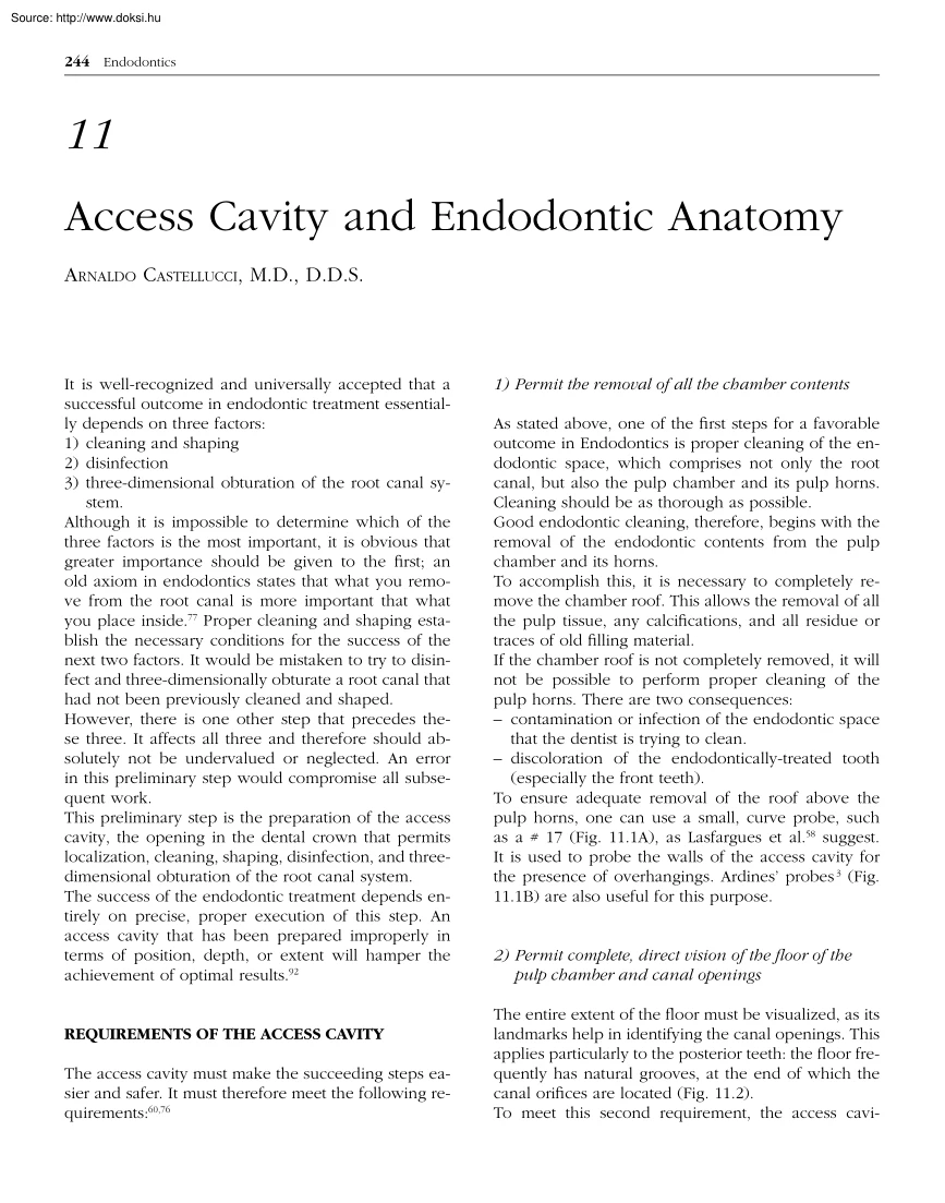 Arnaldo Castellucci - Access cavity and endodontic anatomy