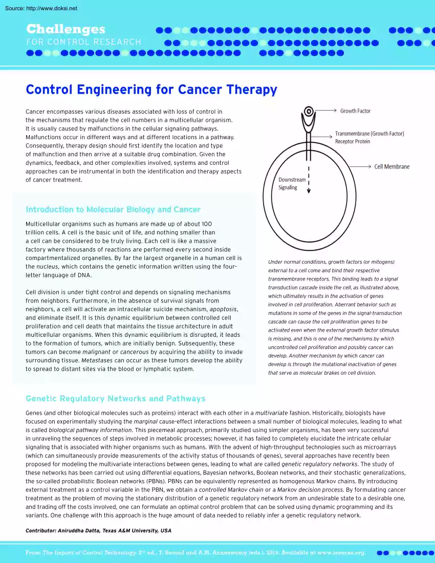 Control Engineering for Cancer Therapy