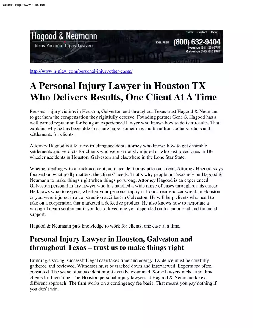 A Personal Injury Lawyer in Houston TX Who Delivers Results, One Client At A Time